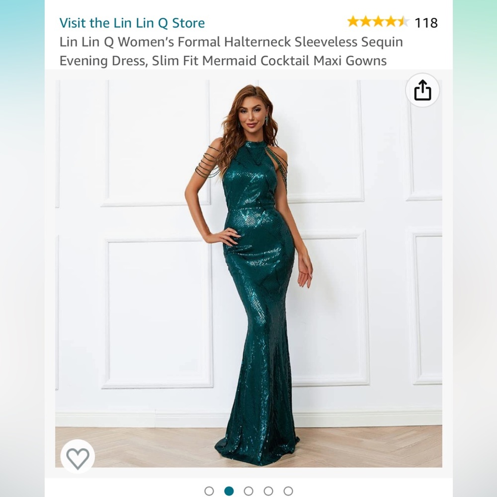 Lin Lin Q Formal Halterneck Sleeveless Sequin Evening Slim Fit Mermaid Maxi Gown